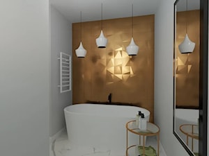 Złota łazienka – aranżacja pomieszczenia - zdjęcie od MGArchitekci.pl