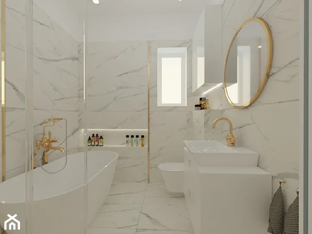 Łazienka - biały marmur i złoto