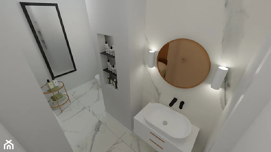 Złota łazienka – aranżacja pomieszczenia - zdjęcie od MGArchitekci.pl