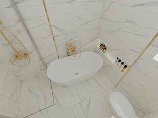 Łazienka - biały marmur i złoto
