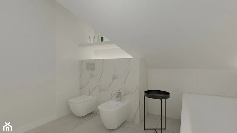 Marmurowa łazienka na poddaszu - zdjęcie od MGArchitekci.pl