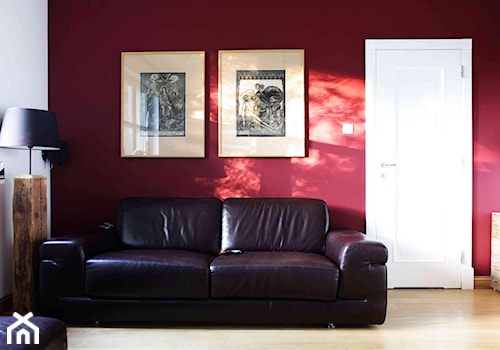 Artystyczny dom w Lublinie - Mały biały czerwony salon, styl nowoczesny - zdjęcie od Piękne Wnętrza Agata i Waldemar Smolińscy