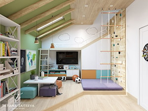 Dom w style boho. - Duży biały zielony pokój dziecka dla dziecka dla nastolatka dla chłopca dla dziewczynki - zdjęcie od tz-interior.com