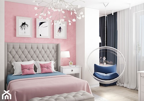 Dla wymagających klientów - Średnia biała różowa sypialnia - zdjęcie od tz-interior.com