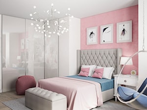Dla wymagających klientów - Średnia biała różowa sypialnia - zdjęcie od tz-interior.com