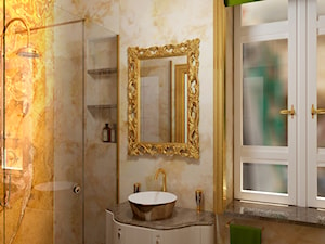 Łazienka inspirowana barokiem 2 - Mała z lustrem łazienka z oknem, styl tradycyjny - zdjęcie od Pracownia projektowa - mgr inż. arch. Agnieszka Surosz