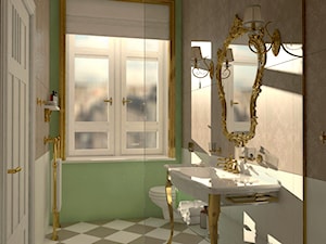 Łazienka inspirowana stylem rokoko 1 - Mała z lustrem łazienka z oknem, styl tradycyjny - zdjęcie od Pracownia projektowa - mgr inż. arch. Agnieszka Surosz