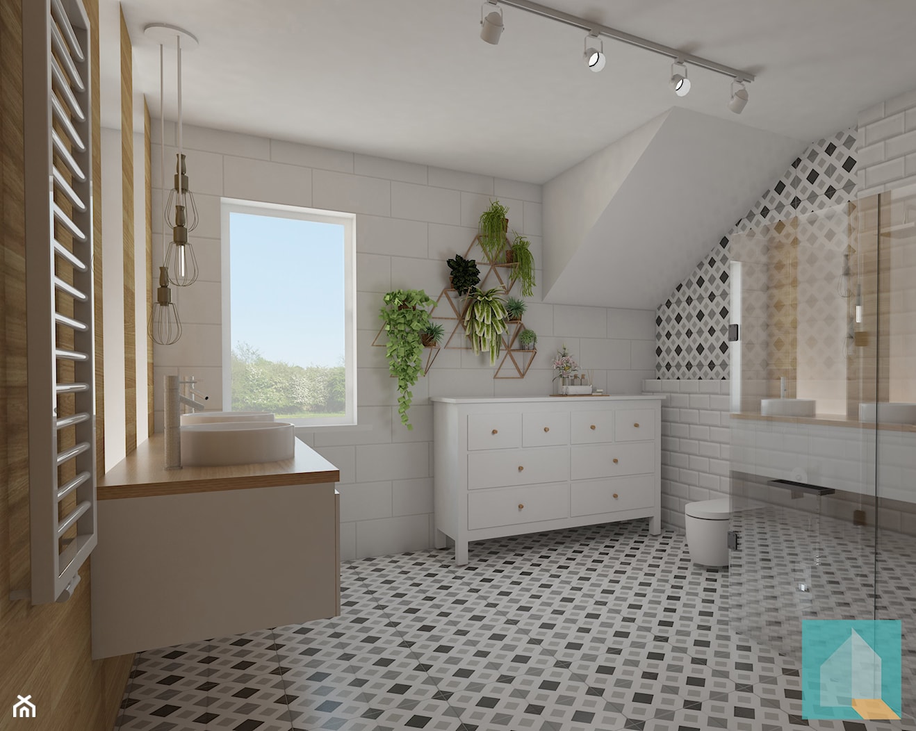 Łazienka w domu typu bliźniak - zdjęcie od Załęska projektowanie wnętrz - Homebook