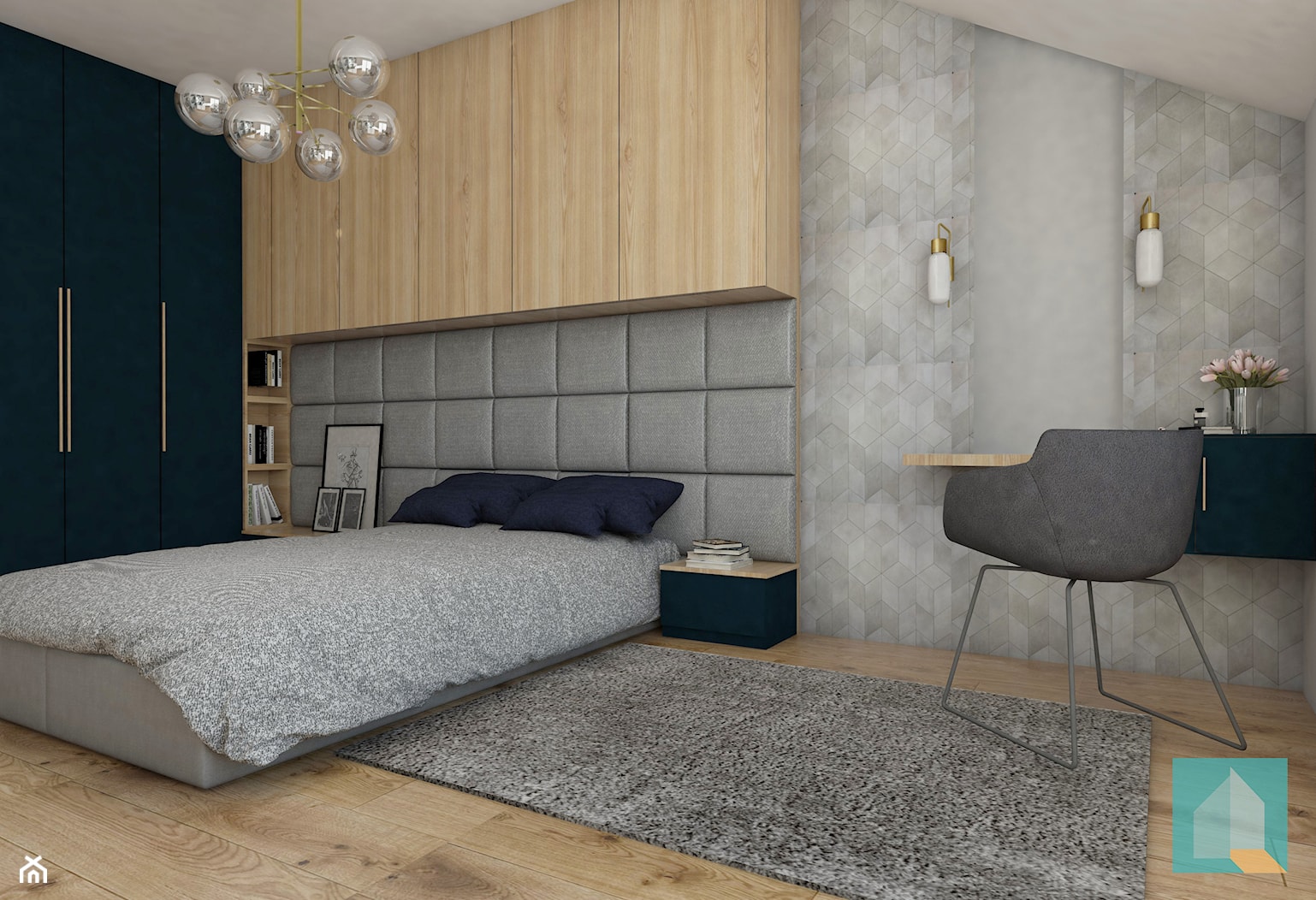 Sypialnia w domu typu bliźniak - zdjęcie od Załęska projektowanie wnętrz - Homebook