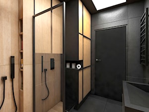 Czerń z drewnem idealna dla łazienki - zdjęcie od Załęska projektowanie wnętrz