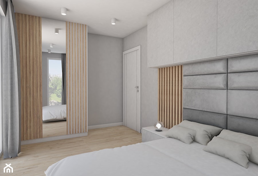 Jasno szara sypialnia - zdjęcie od Załęska projektowanie wnętrz