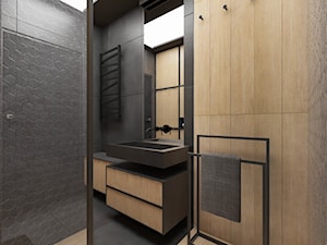 Czerń z drewnem idealna dla łazienki - zdjęcie od Załęska projektowanie wnętrz