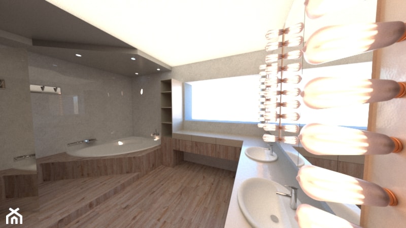 projekt łazienki z nowoczesnym oświetleniem - zdjęcie od Veles Interior