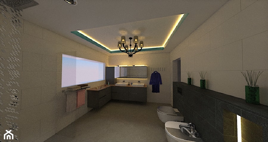 projekt łazienki z sufitem napinanym - zdjęcie od Veles Interior