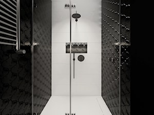 Prysznic w czarno-białej łazience - zdjęcie od Pracownia Architektury Alicja Sawicka