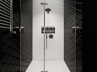 Łazienka czarno-biała z prysznicem
