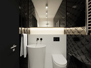 Łazienka czarno-biała z prysznicem