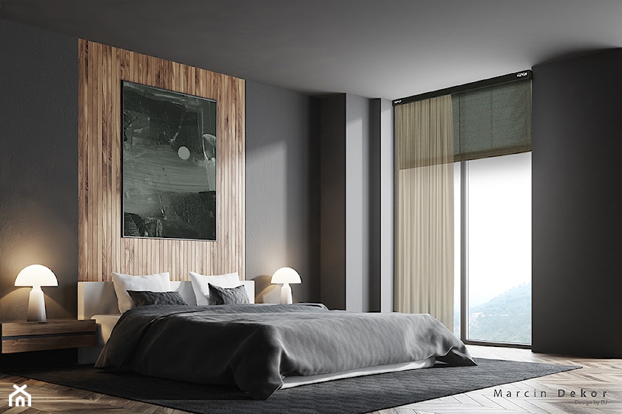 Sypialnia - Duża szara sypialnia, styl nowoczesny - zdjęcie od Marcin Dekor