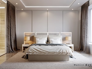 Sypialnia - Duża szara sypialnia z łazienką, styl nowoczesny - zdjęcie od Marcin Dekor