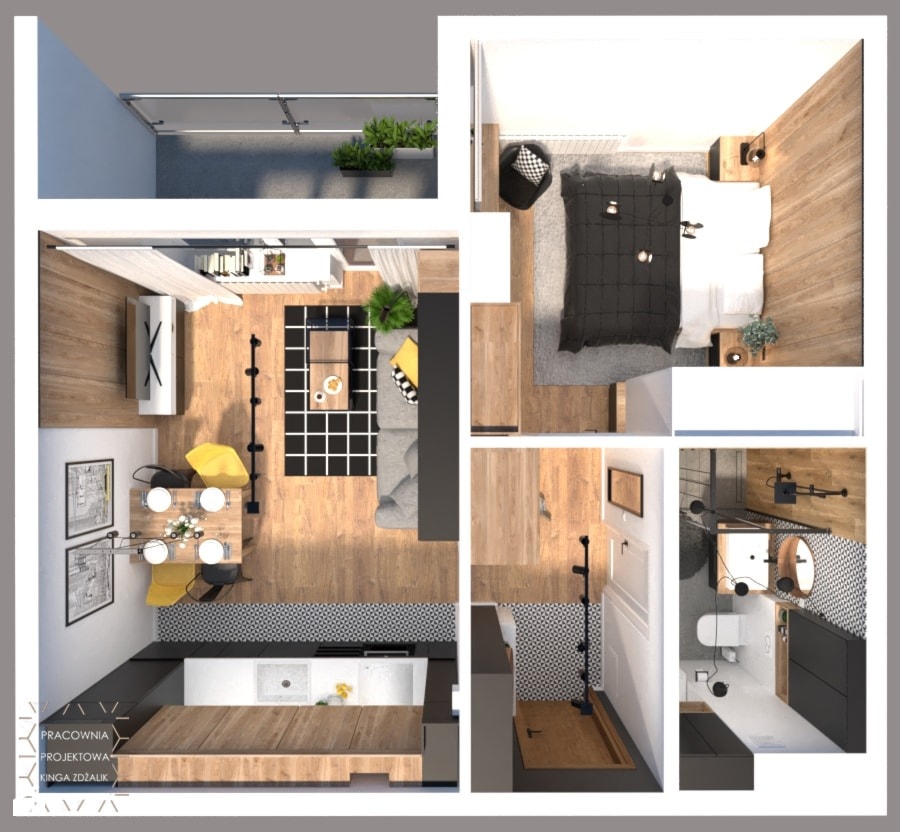 Małe mieszkanie w nowoczesnym stylu - zdjęcie od PRACOWNIA PROJEKTOWA KINGA ZDŻALIK
