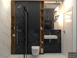 Wąska łazienka z prysznicem - zdjęcie od PRACOWNIA PROJEKTOWA KINGA ZDŻALIK