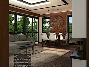 Mieszkanie ze starą cegłą w tle - Salon, styl nowoczesny - zdjęcie od PRACOWNIA PROJEKTOWA KINGA ZDŻALIK