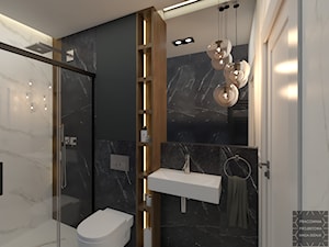 Wąska łazienka z prysznicem - zdjęcie od PRACOWNIA PROJEKTOWA KINGA ZDŻALIK