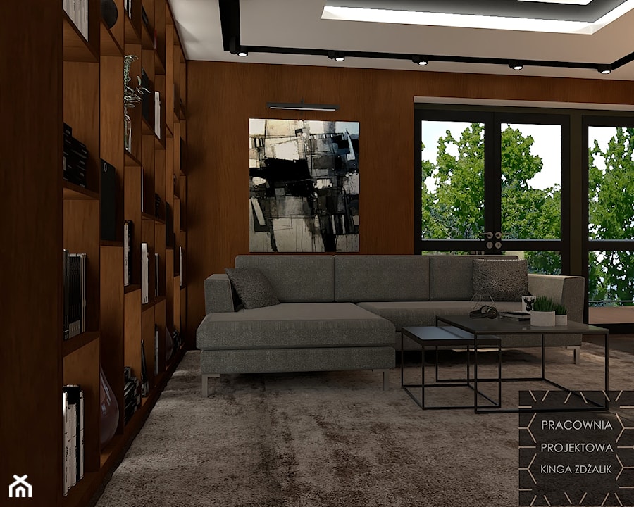 Mieszkanie ze starą cegłą w tle - Salon, styl nowoczesny - zdjęcie od PRACOWNIA PROJEKTOWA KINGA ZDŻALIK