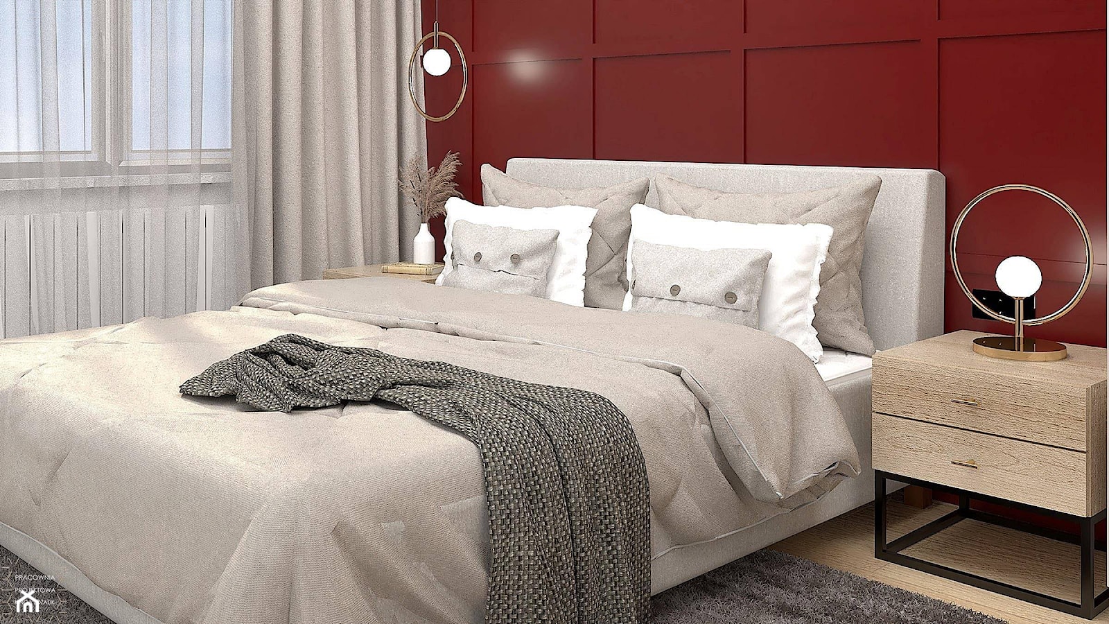 Wygodne łóżko oraz szafki nocne w sypialni - zdjęcie od PRACOWNIA PROJEKTOWA KINGA ZDŻALIK - Homebook