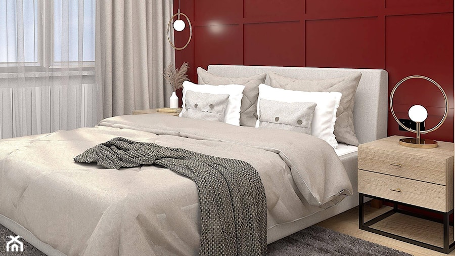 Wygodne łóżko oraz szafki nocne w sypialni - zdjęcie od PRACOWNIA PROJEKTOWA KINGA ZDŻALIK