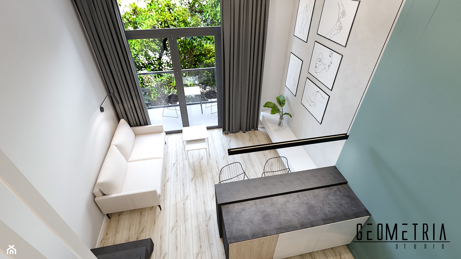 Apartament MINImum powierzchni, MAXImum funkcjonalności - Salon - zdjęcie od Geometria Studio - Homebook