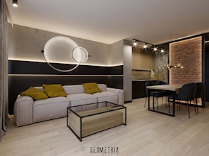 Salon z aneksem kuchennym - Salon, styl industrialny - zdjęcie od Geometria Studio