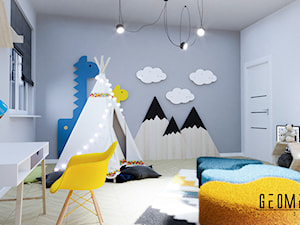 Projekt pokoju dziecięcego - Średni szary pokój dziecka dla dziecka dla chłopca dla dziewczynki, styl skandynawski - zdjęcie od Geometria Studio