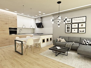 Salon z aneksem kuchennym - zdjęcie od Geometria Studio