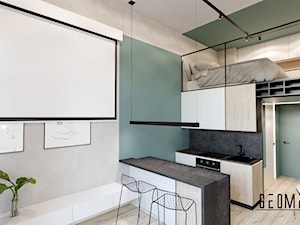 Salon z półwyspem - zdjęcie od Geometria Studio
