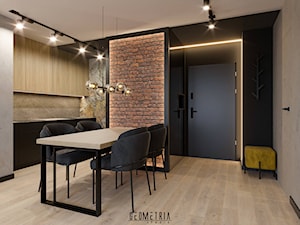 Projekt wnętrza salonu z aneksem kuchennym - Salon, styl industrialny - zdjęcie od Geometria Studio