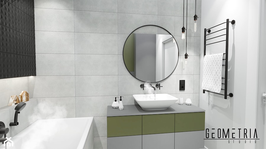 Projekt łazienki - Mała bez okna z lustrem łazienka, styl tradycyjny - zdjęcie od Geometria Studio