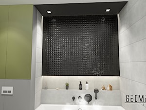 Projekt łazienki - Mała bez okna z lustrem z punktowym oświetleniem łazienka, styl nowoczesny - zdjęcie od Geometria Studio