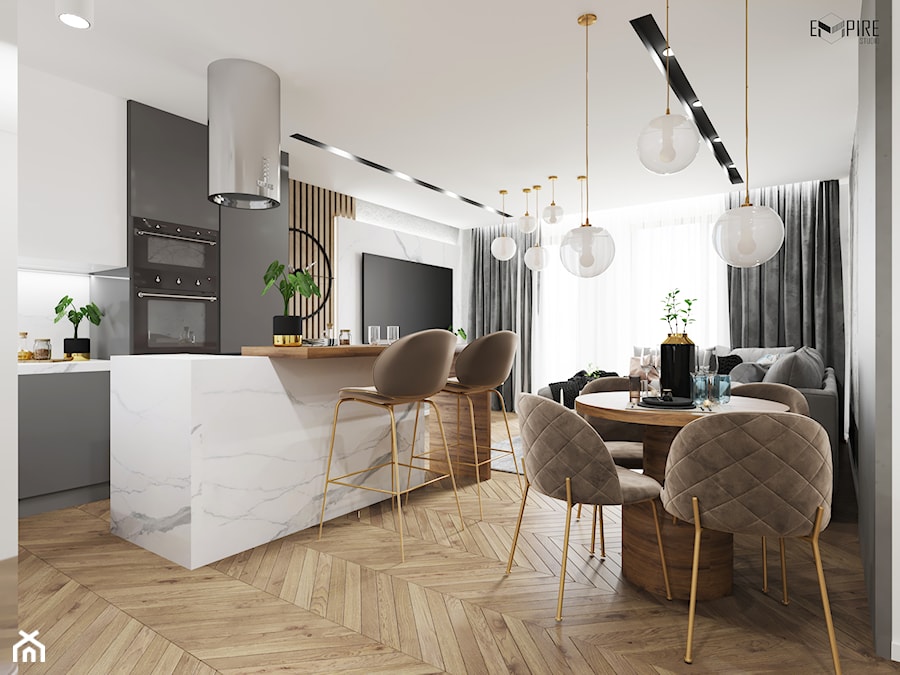 Mieszkanie A52 - Salon, styl nowoczesny - zdjęcie od Empire Studio Milena Polańska