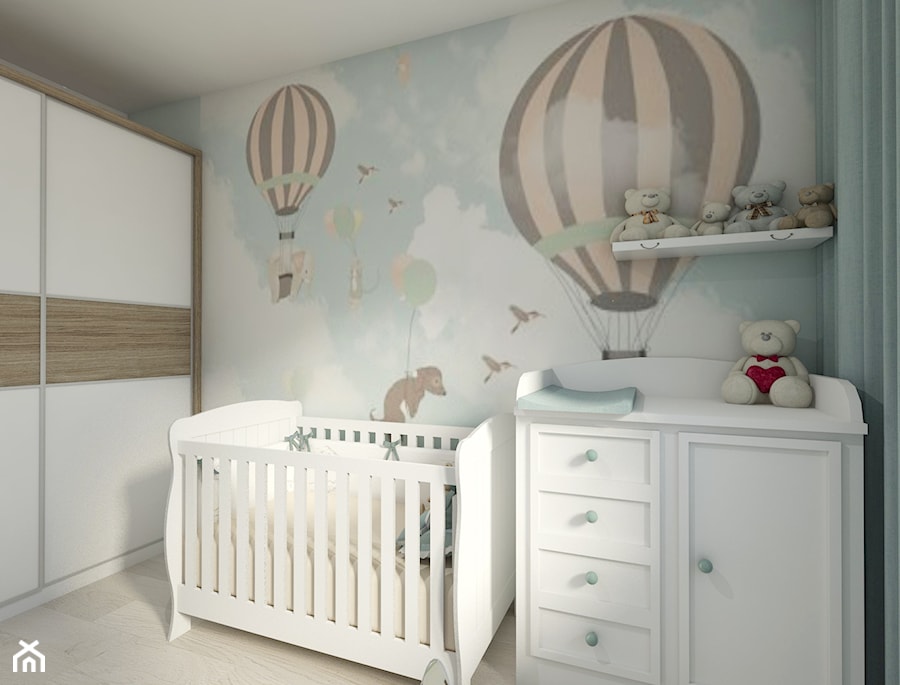 pokój dla maluszka - Średni szary pokój dziecka dla niemowlaka dla chłopca dla dziewczynki, styl skandynawski - zdjęcie od O TAK