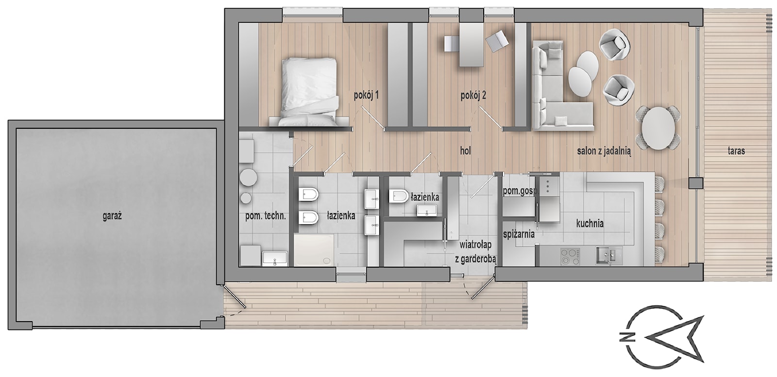 Rzut domu HG 10 energo+ - zdjęcie od Hexa Green_Projekty domów pasywnych i niskoenergetycznych - Homebook