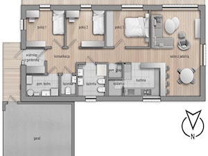 Rzut domu parterowego HG 08 energo+ - zdjęcie od Hexa Green_Projekty domów pasywnych i niskoenergetycznych