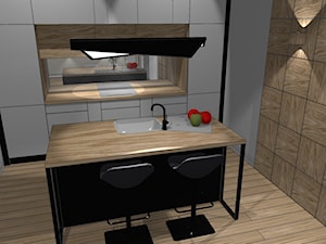 Ponadczasowa kuchnia: biały i czarny lakier ocieplony olejowanym drewnem . - zdjęcie od Szoka Design Szoka Iwona