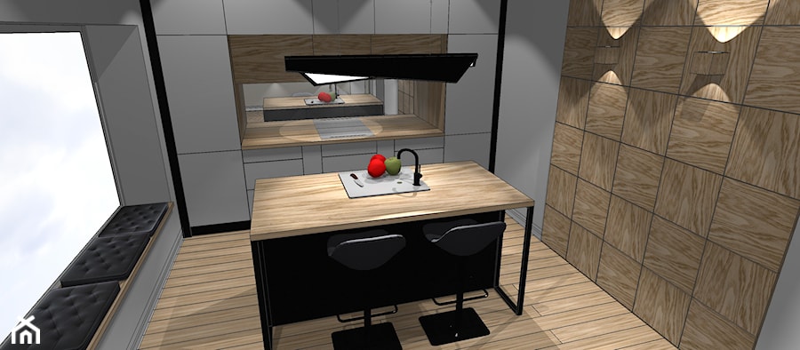 Ponadczasowa kuchnia: biały i czarny lakier ocieplony olejowanym drewnem . - zdjęcie od Szoka Design Szoka Iwona