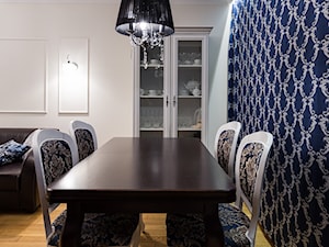 MIESZKANIE - SOSNOWIEC - Średni biały niebieski salon z jadalnią, styl tradycyjny - zdjęcie od ARCHITEKTURA WNĘTRZ ALEKSANDRA MICHALAK