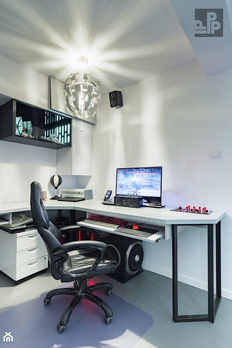 APARTAMENT - KRAKÓW - BULWAROWA - Średnie w osobnym pomieszczeniu białe biuro, styl industrialny - zdjęcie od ARCHITEKTURA WNĘTRZ ALEKSANDRA MICHALAK