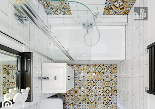 MIESZKANIE - KRAKÓW - GROTTGERA - Średnia bez okna z lustrem łazienka, styl rustykalny - zdjęcie od ARCHITEKTURA WNĘTRZ ALEKSANDRA MICHALAK