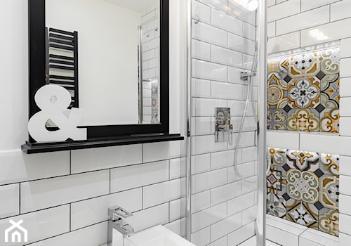 MIESZKANIE - KRAKÓW - GROTTGERA - Mała bez okna z lustrem łazienka, styl rustykalny - zdjęcie od ARCHITEKTURA WNĘTRZ ALEKSANDRA MICHALAK
