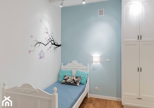 DOM - KRAKÓW - GOETLA - Mały biały niebieski pokój dziecka dla dziecka dla nastolatka dla chłopca dla dziewczynki - zdjęcie od ARCHITEKTURA WNĘTRZ ALEKSANDRA MICHALAK