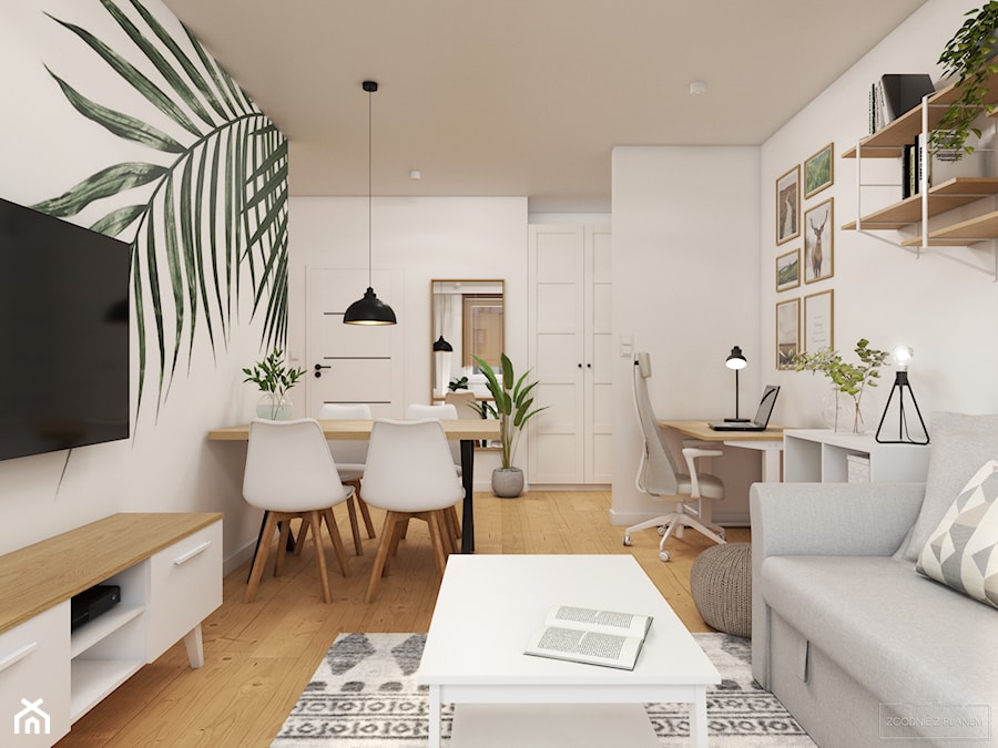Krakowskie mieszkanie z lekkim akcentem boho - Salon, styl skandynawski - zdjęcie od Studio Projektowe Zgodnie Z Planem